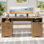 150cm Fluted Computer Desk With File Cabinet And Storage Drawers, Multifunctional Home Office Desk