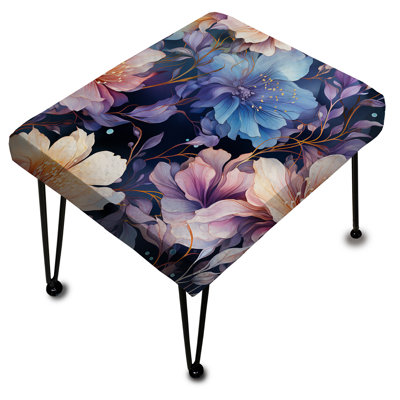 Mystical Aura - Motif floral bleu et mauve - Repose-pieds rectangulaire floral