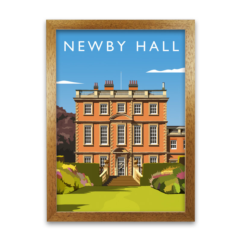Newby Hall by Richard O'Neill - Single Picture Frame Print, Honey Oak, 84.1cm H x 59.4cm W x 3cm D