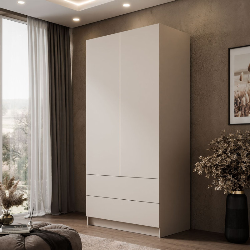 2 Door Wardrobe, handle-free opening system