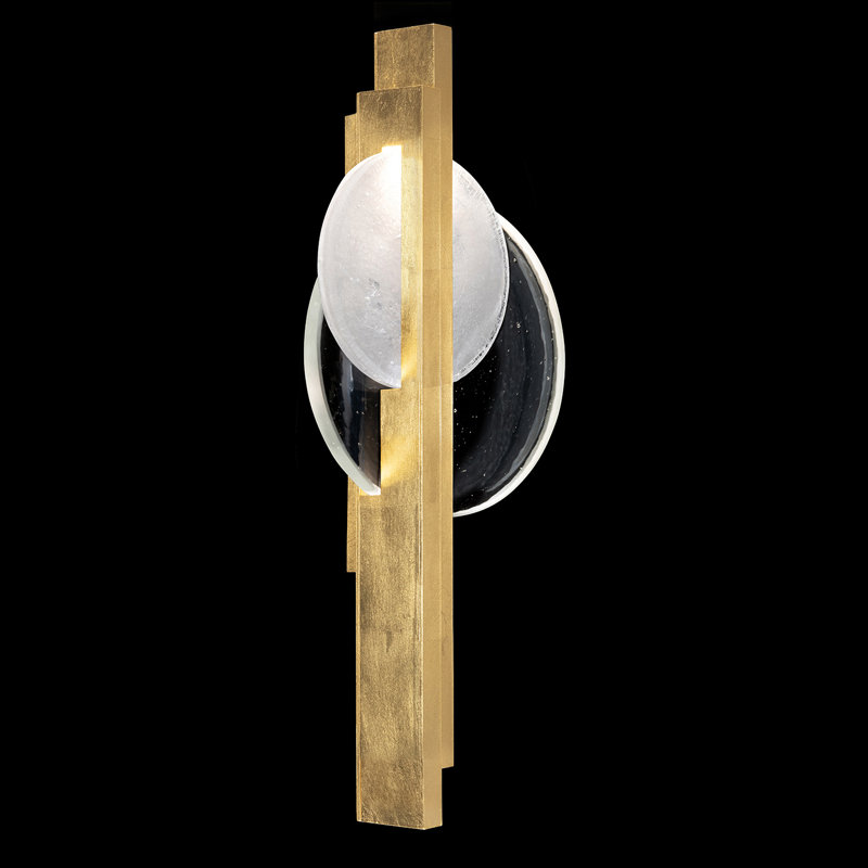 Selene Wrought Iron LED Flush Mounted Sconce, 26" H x 11.5" W x 3.5" D, Gold