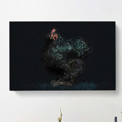 Black Rooster in Abstract - Wrapped Canvas