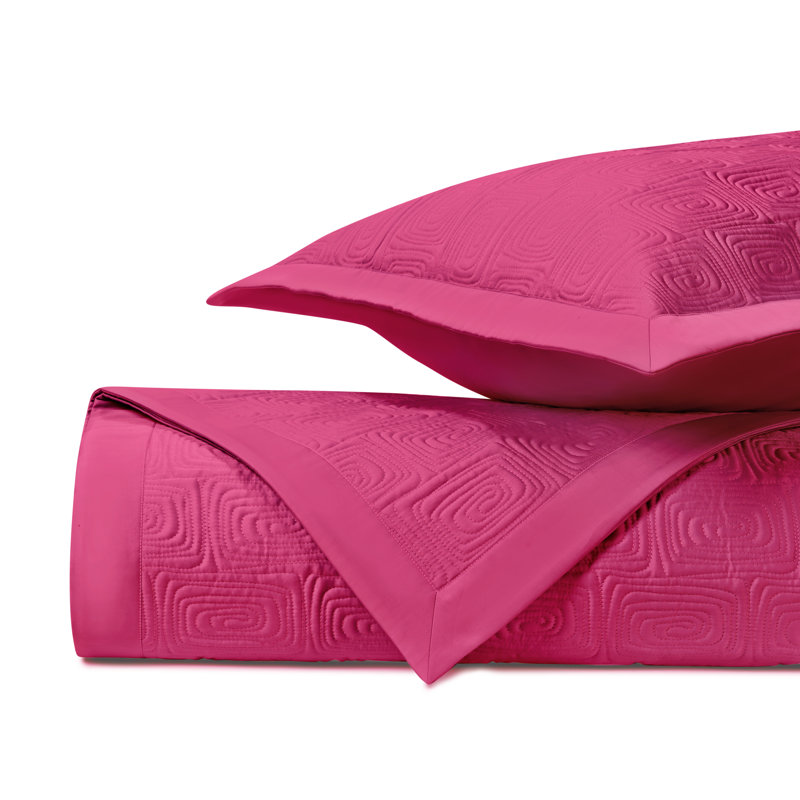 Maze Quilted Sateen Coverlet Set, King Coverlet + 2 King Shams, Bri Pink