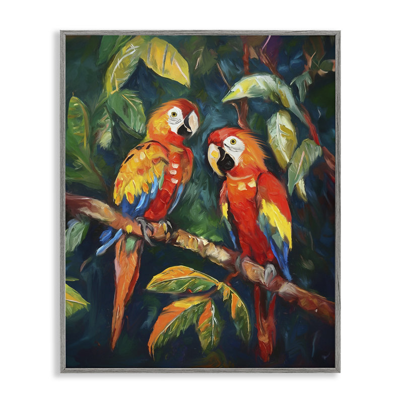 Paire de perroquets sur une branche, art giclée par Ramona Murdock, H 30 po x l 24 po, Estampe numérique Farmhouse
