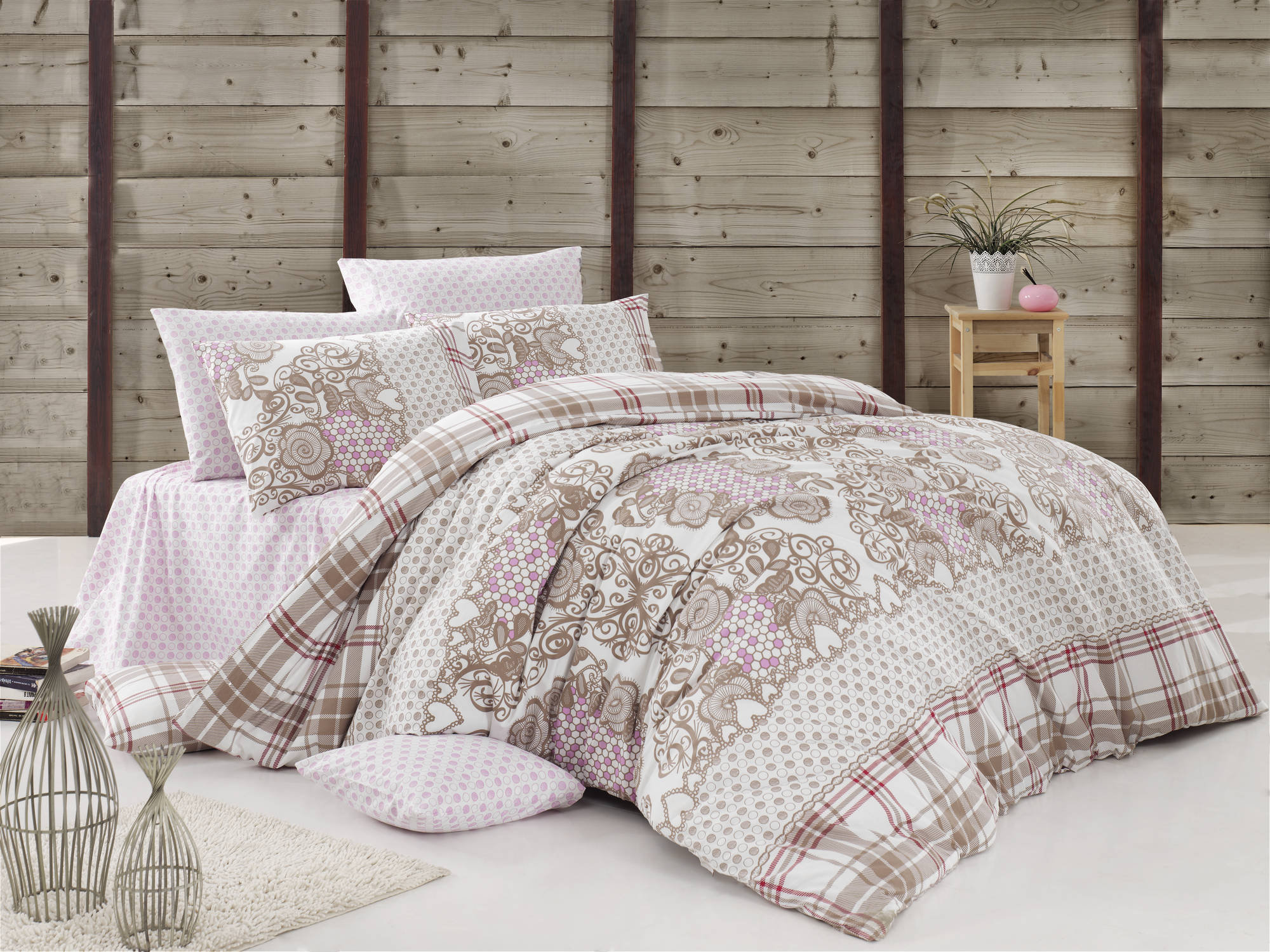 Asir Group INC Dyson White/Beige 100% Cotton 4 Piece Duvet Cover Set