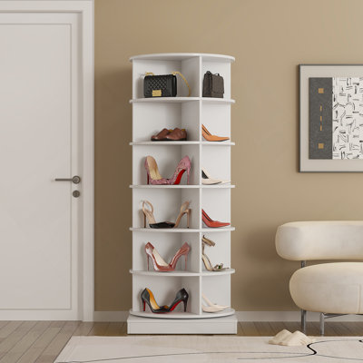 Blue 360 Rotating Shoe Cabinet 6 Layers