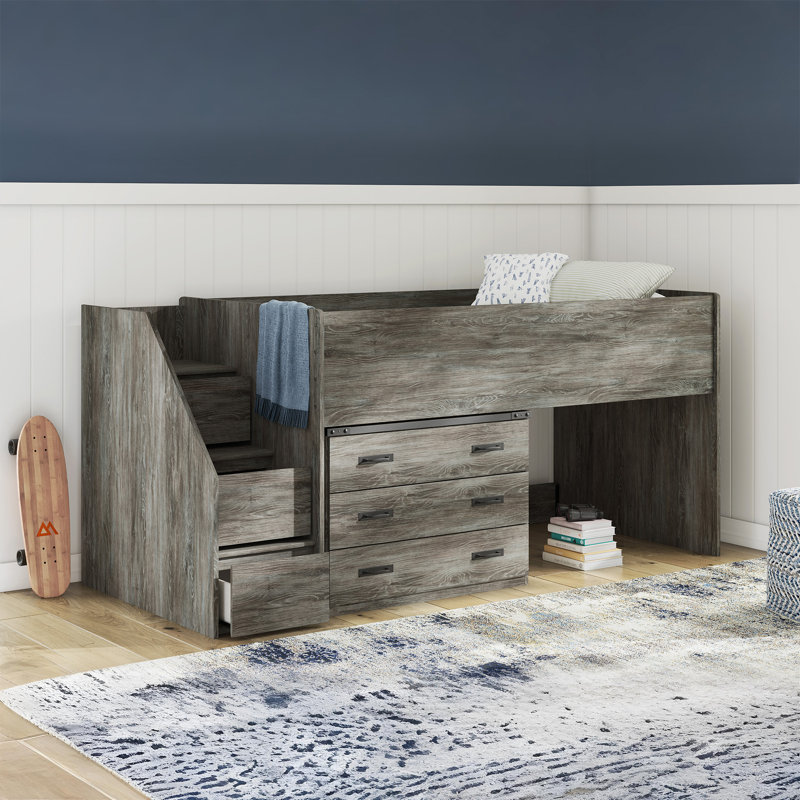 Frandern Twin Loft Bed With Drawer Storage