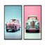 Popart rose et bleu des années 1950, ensemble de 2 reproductions d'art sur toile rétro-479260283-479260287