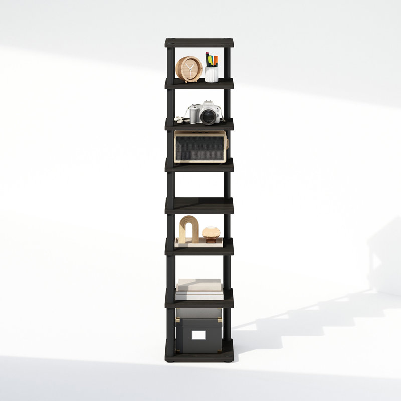 Furinno Turn-N-Tube 8-Tier Vertical Space Saving Free Standing Corner Shelf, Display Rack, Espresso/Black, Espresso/Black