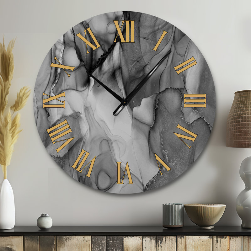 Horloge murale Tender, Grand, Noir / blanc / or	