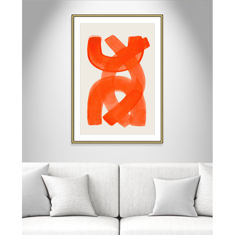 «Orange Strokes Print» par Haniff, L 30,75 po x H 42,75 po, Imprimé mat, Gold Classic