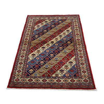 Tapis tribal coloré en laine noué à la main 3 x 5 pi pour chambre à coucher