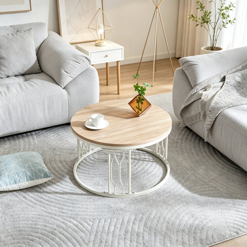 Table basse ronde avec base robuste, White