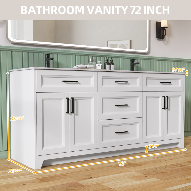 Ensemble de meuble-lavabo double en bois massif 72 po Elvo, Blanc