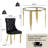 37"Modern Glass Dining Table Set, Irregular Stainless Steel Table Legs And Velvet Tufted Backrest Chairs-1528450109