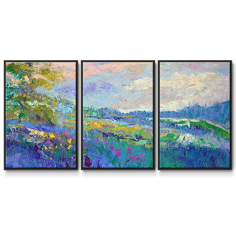 On a Happy Day, reproduction sur toile 3 pièces, H 36 po x l 75 po x P 2 po, Noir