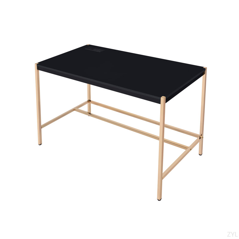 Bureau d'écriture noir et doré avec USB