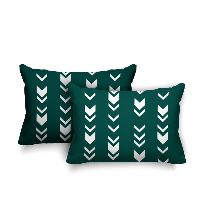 Coussin lombaire intérieur / extérieur Melba Arrow, Émeraude
