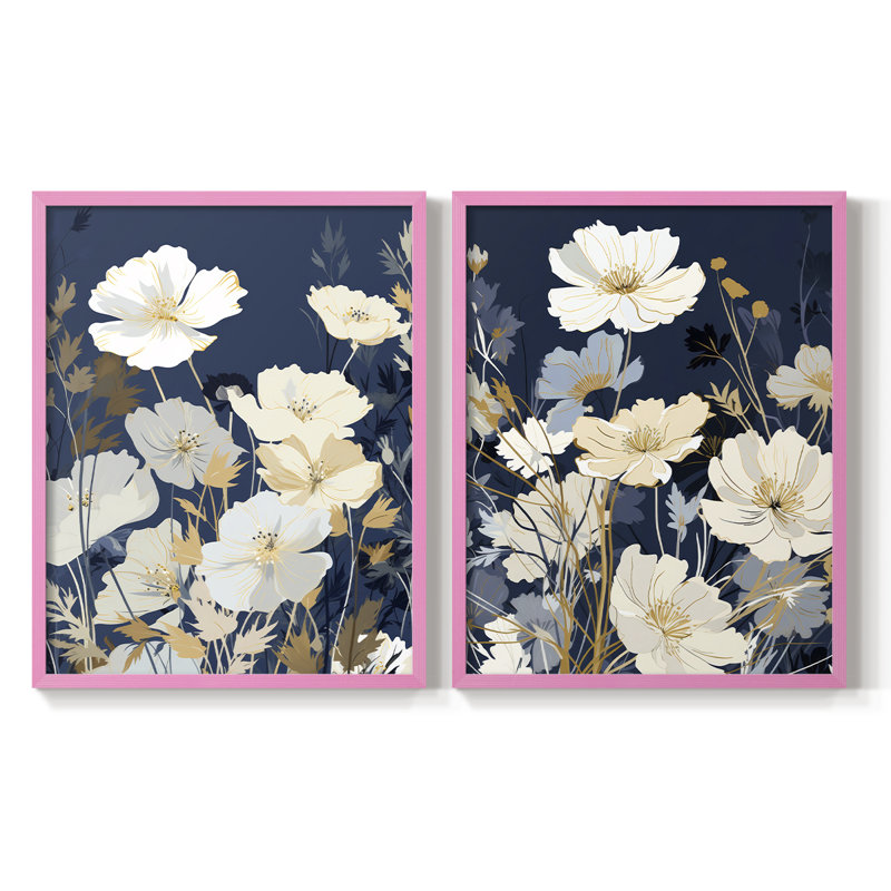 «FLORAL Series CCCCLIV», reproduction encadrée de qualité supérieure - prête à être accrochée - aucun clou requis - aucun clou requis
