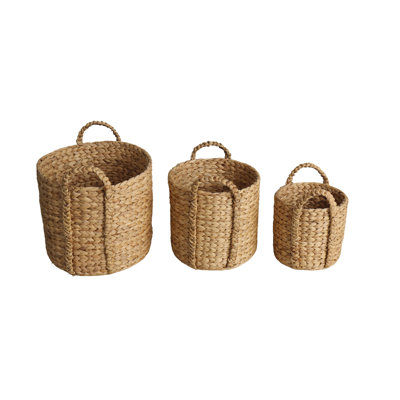 Set Of 3 Round Water Hyacinth Basket