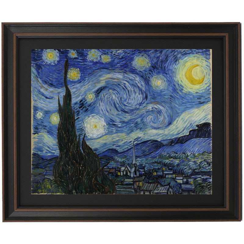 Nuit étoilée par Vincent Van Gogh | Reproduction encadrée, H 19 po x l 24 po