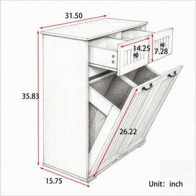 Laundry Cabinet with 2 Removable Baskets and 2 Drawers for Easy Sorting and Storage, Perfect for Organized Living.