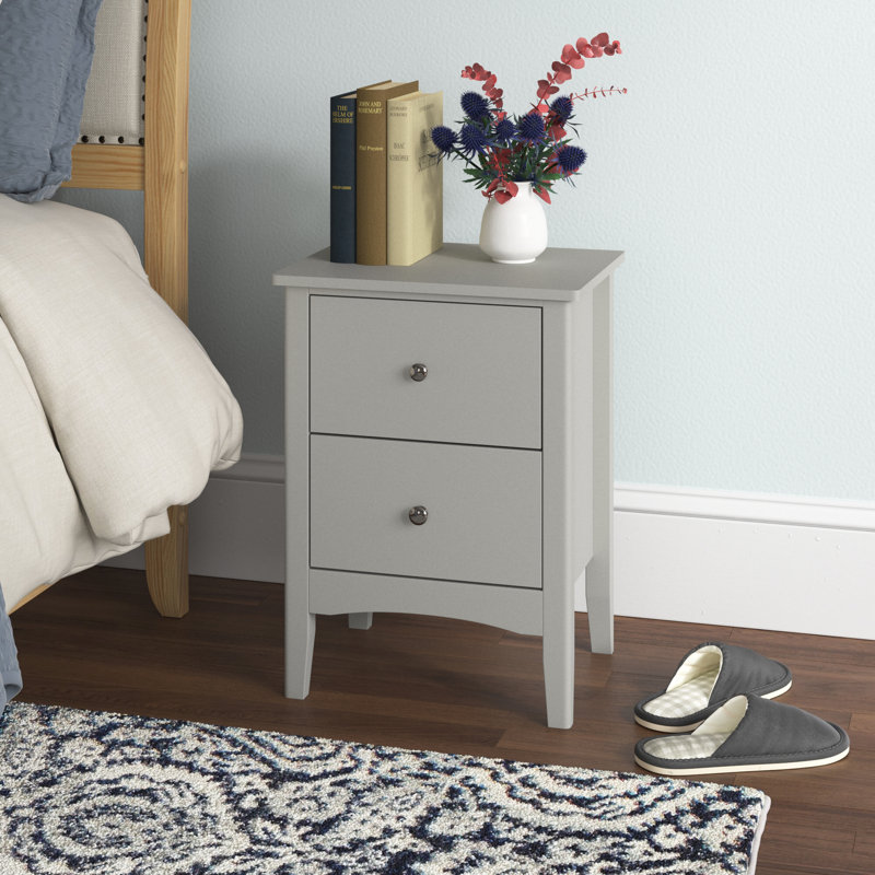Uma 2 Drawer Bedside Table, end table, side table, Grey