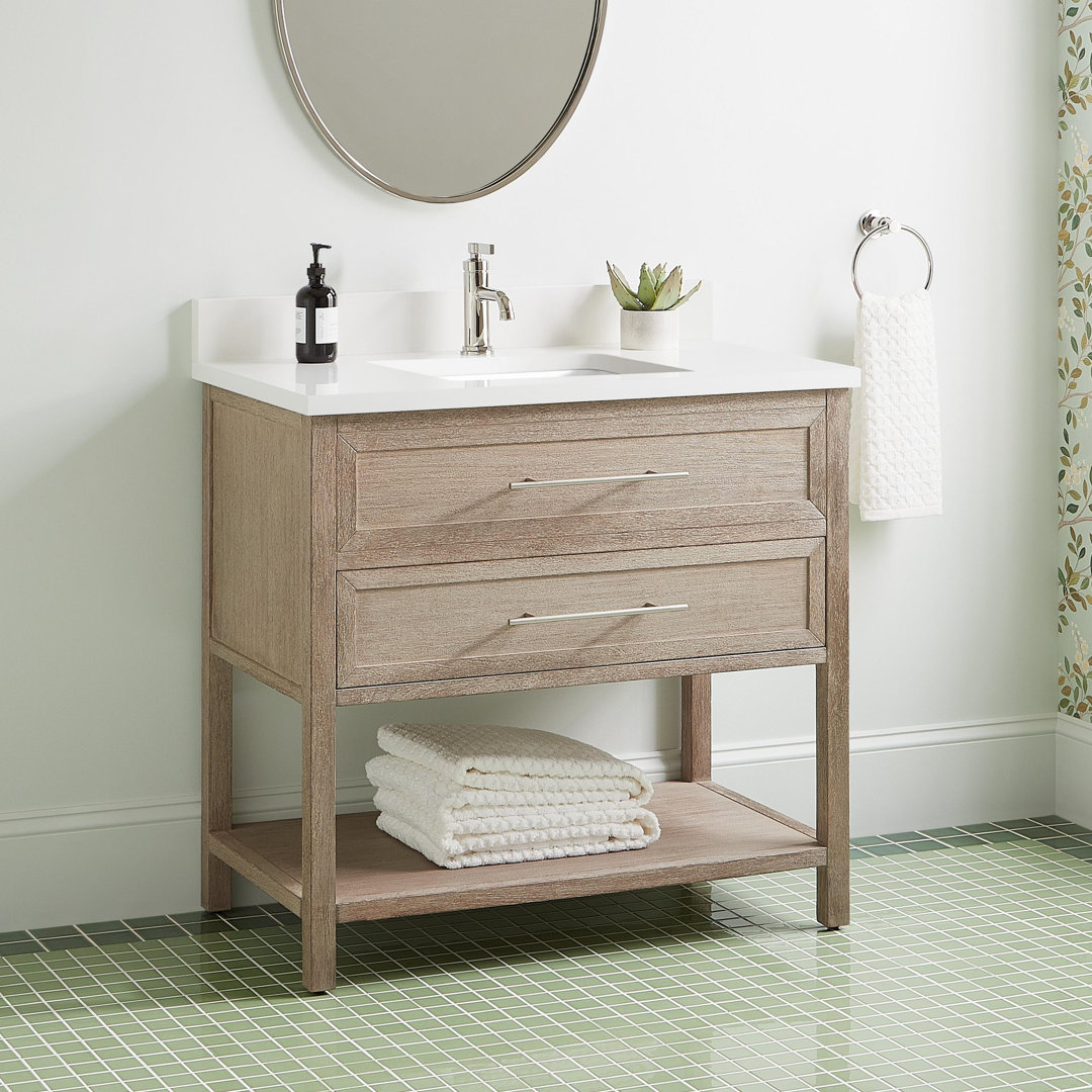 36" Robertson Single Bathroom Vanity Set with Rectangle Undermount Sink Signature Hardware Top