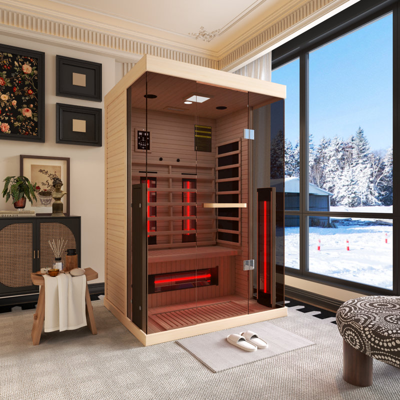 Erommy 2-Person Indoor Low Emf Far Infrared Sauna In Hemlock, Hemlock