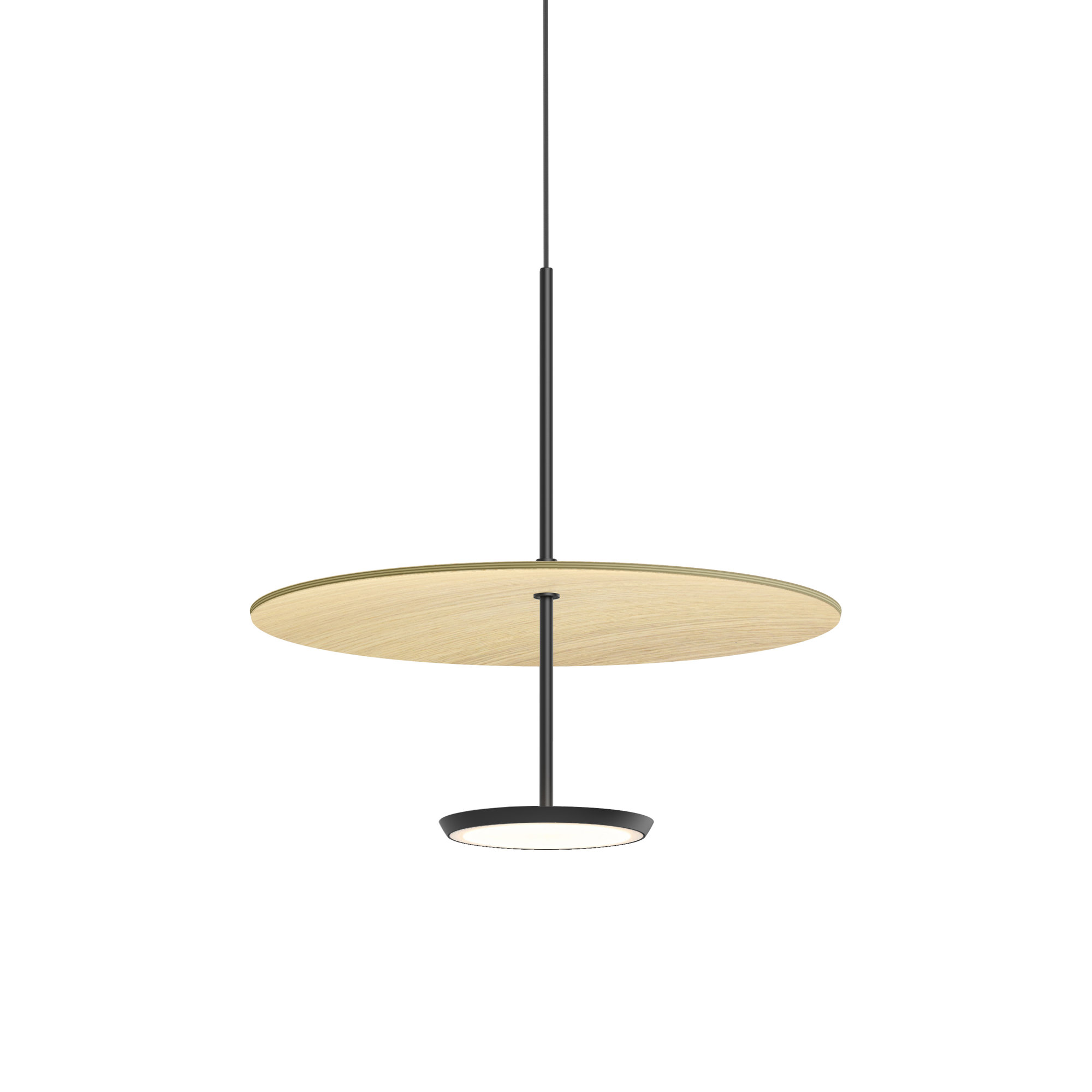 Sky Dome 1 - Light LED Pendant, White Oak, 17.5" H x 17.5" W x 17.5" D, Matte Black