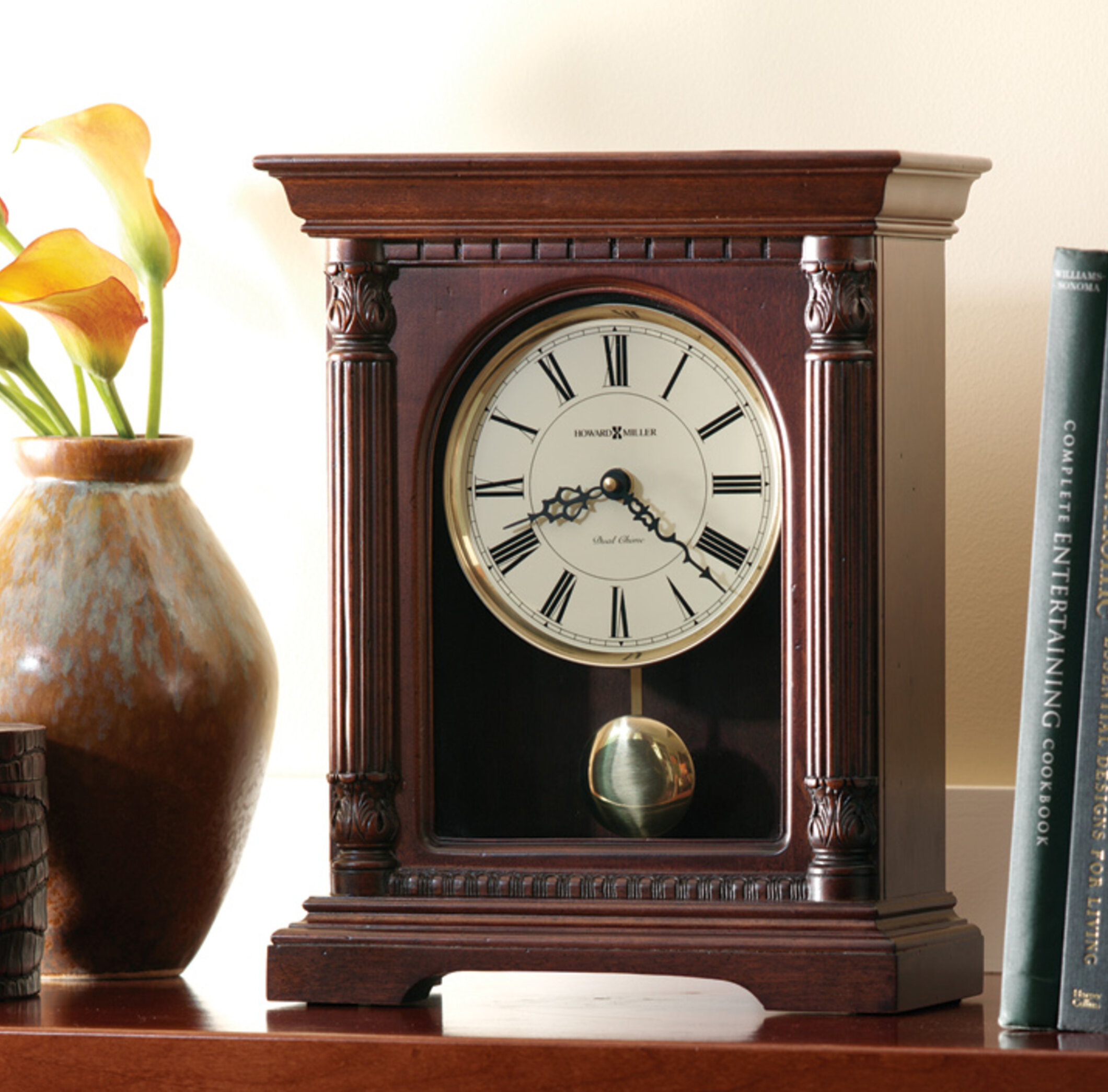 Mantle Clock for Table Decor,Retro Grandfather Desk Clock for Fireplace  Mantel,Living Room,Bedroom,Tv Stand with Fireplace,Silent Wood Table Clock