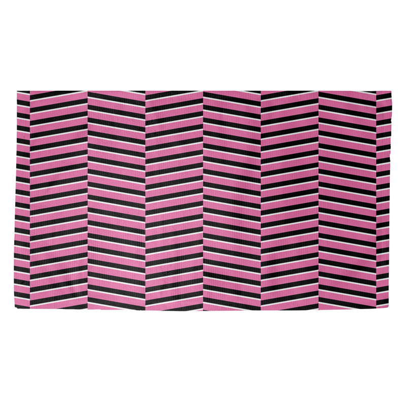 Rayures rose Tapis décoratif, Rectangle 3 pi x 5 pi