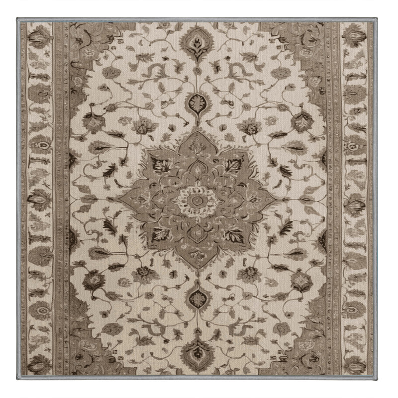 Machine Washable Tabriz Gray Area Rug, Square 7'