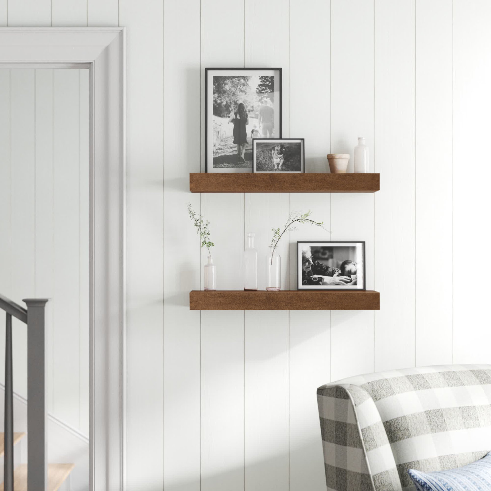 Jeremiah 2 Piece Picture Ledge Wall Shelf, Rustic Brown, 2.3" H x 18" W x 8" D