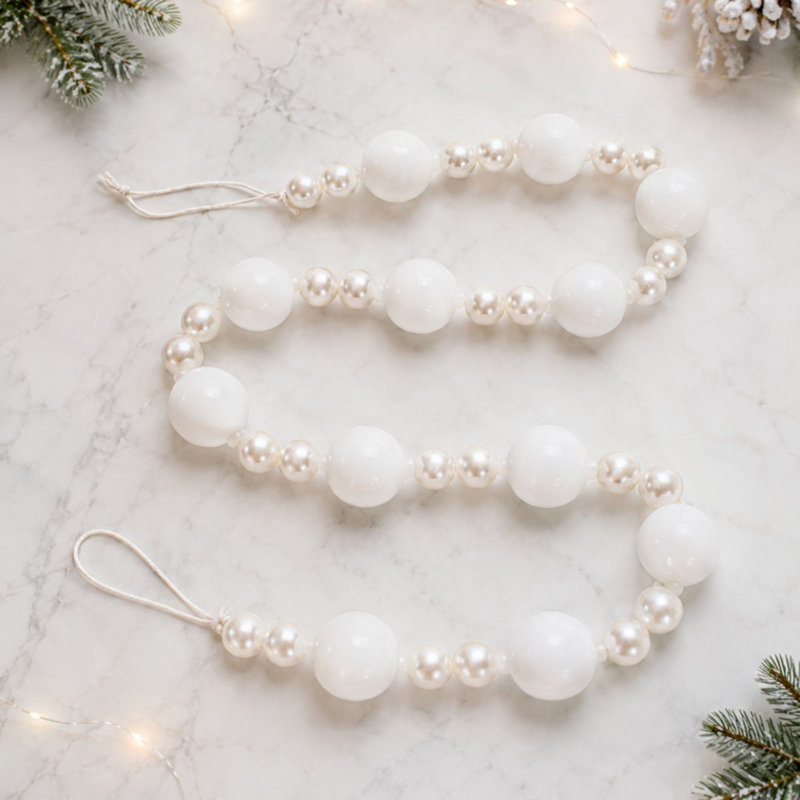 Guirlande blanche et perle 32 po, Blanc