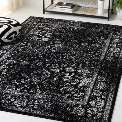 Adetoun Traditional Power Loom Performance Black/Gray Rug