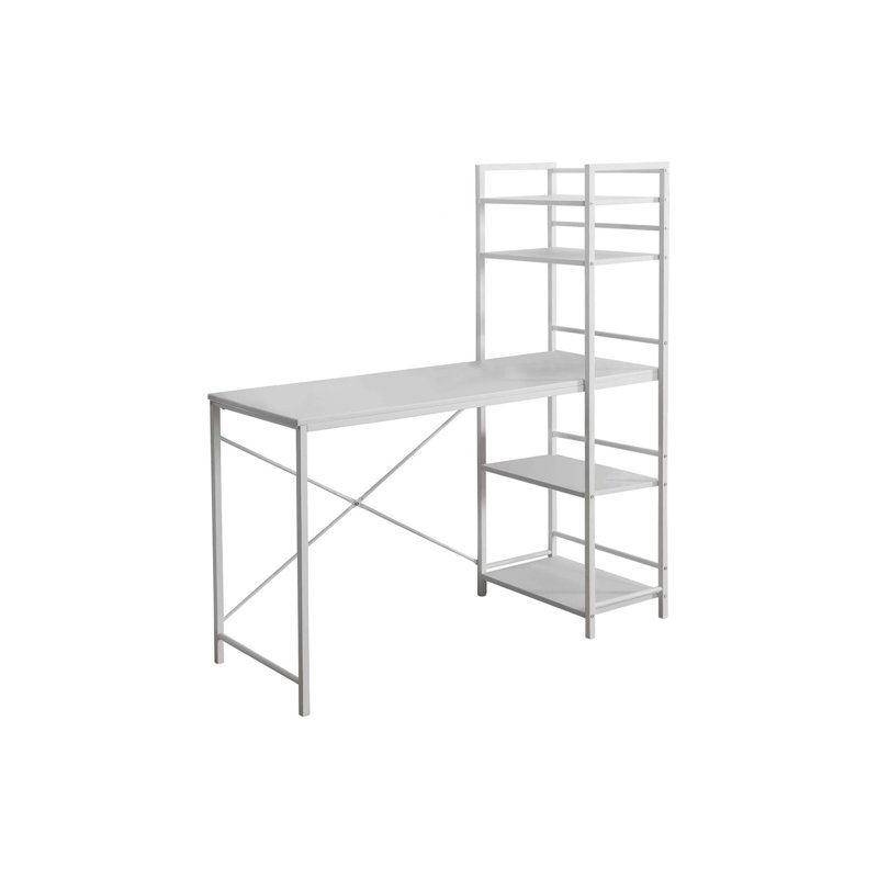 Bureau d'ordinateur à 4 tablettes Nembus, Blanc