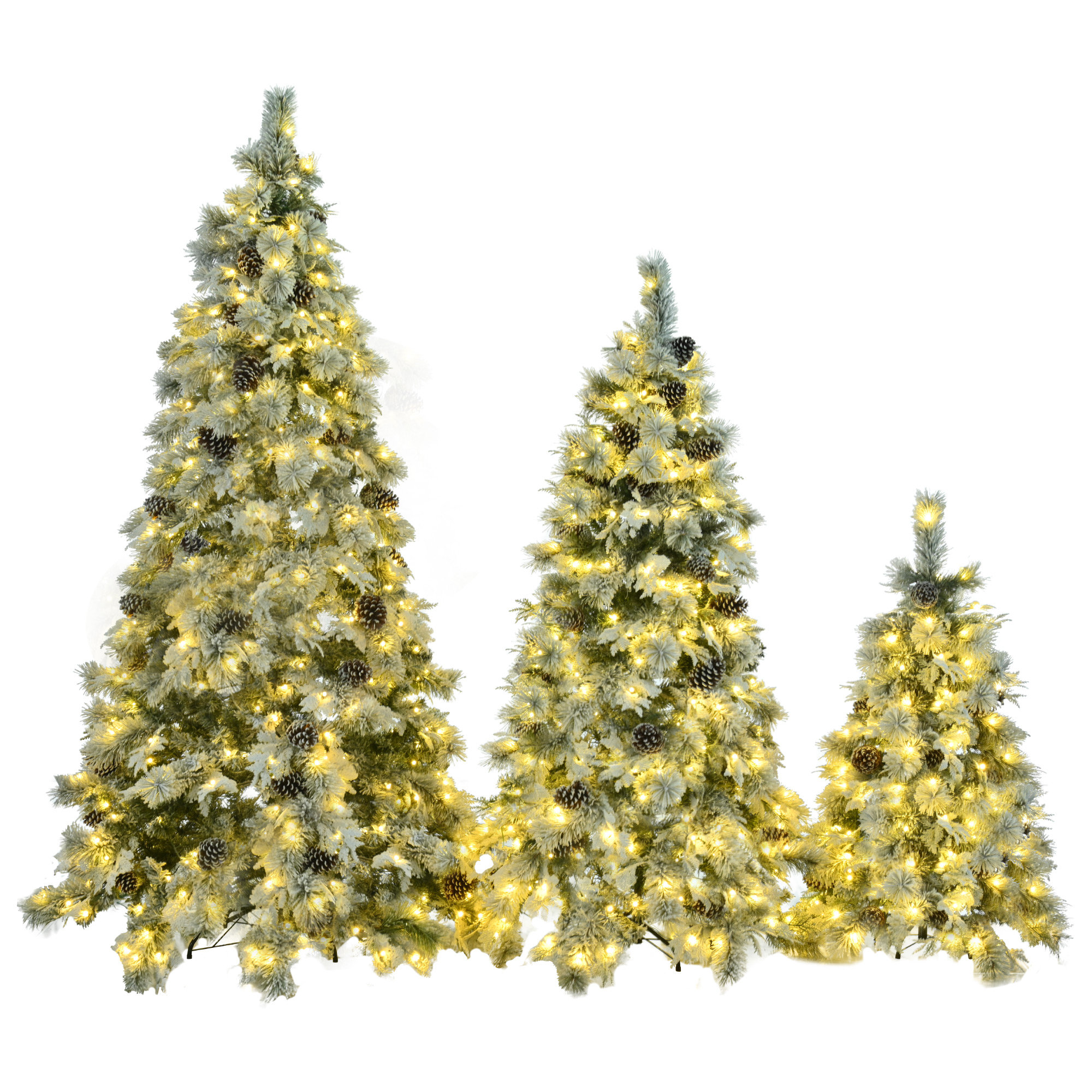 Bloomsbury Market Pine Tree with Clear Lights, Pre-lit Spruce Snow ...