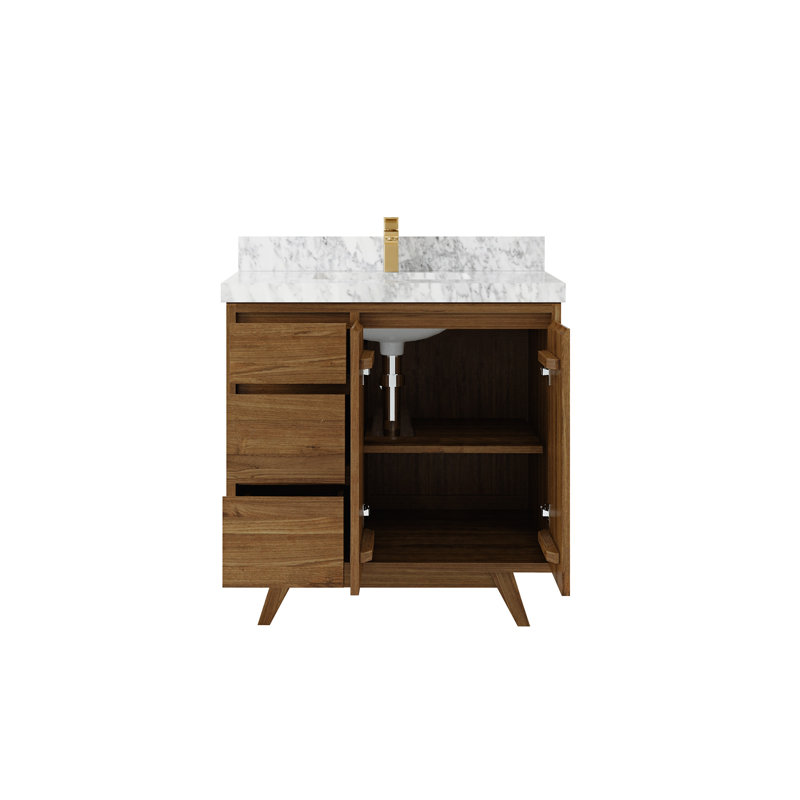 36 po X P 22 po Lavabo de salle de bain D Madison, Marbre de Carrare