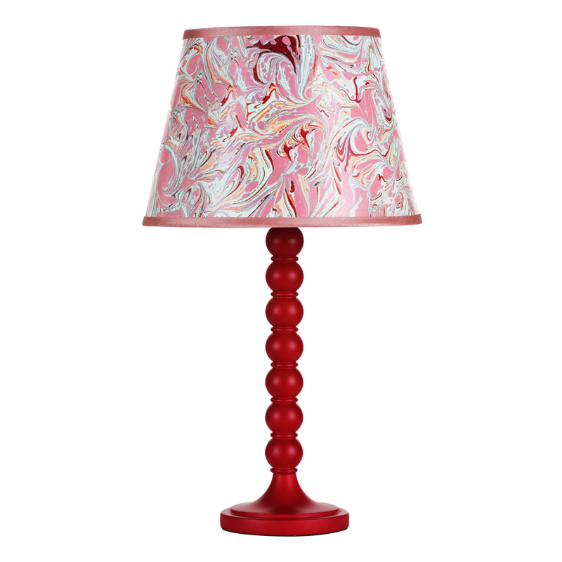 Wood Table Lamp Lamp, Pink, Red
