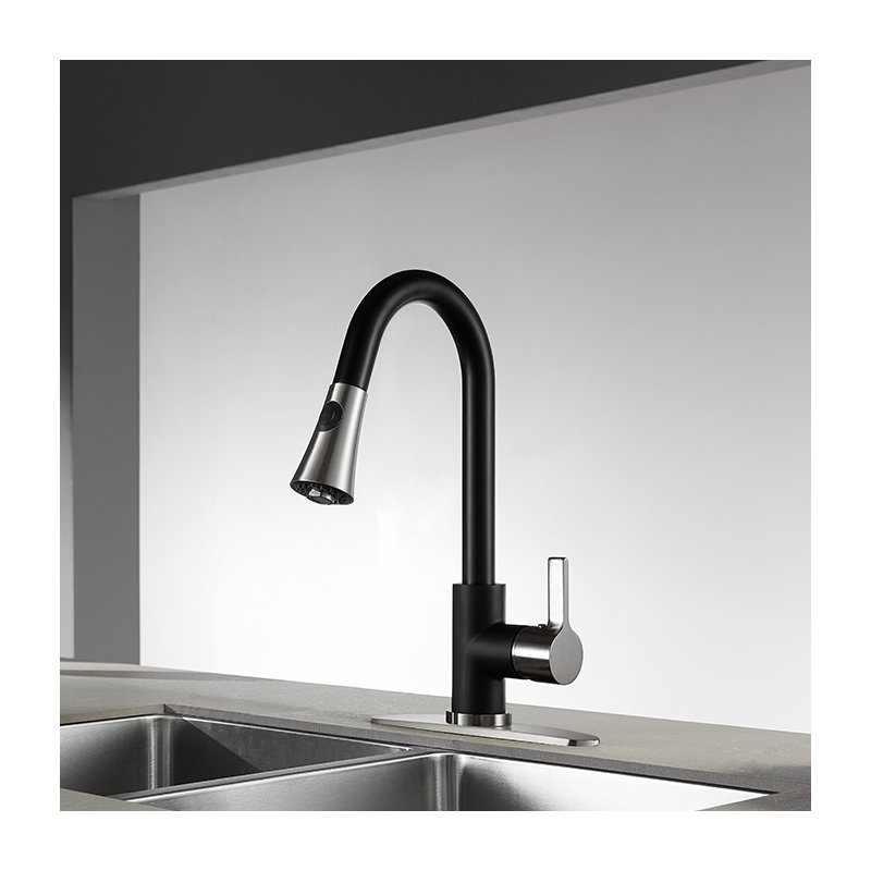 Kingston Brass Continental Single-Handle Pull-Down Kitchen Faucet, Black/Chrome