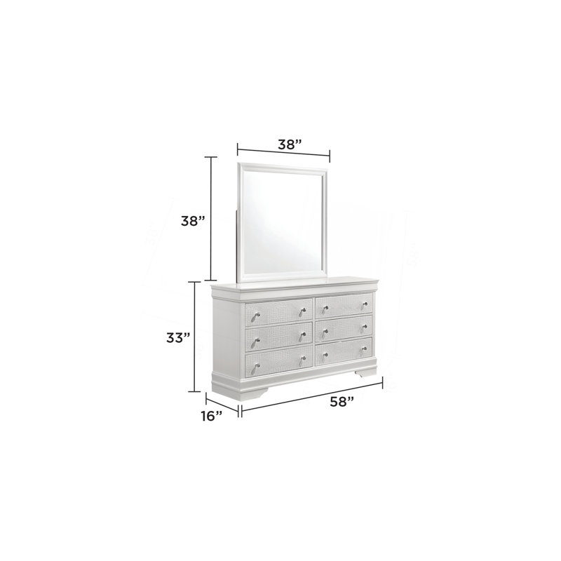 Miroir de style moderne Blaze en bois (seulement miroir), Blanc