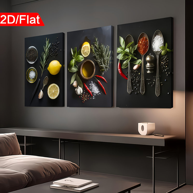 Impression sur toile de cuisine 3 pièces pour cuisine et salle à manger, 36 * 24 pouces 3 pièces