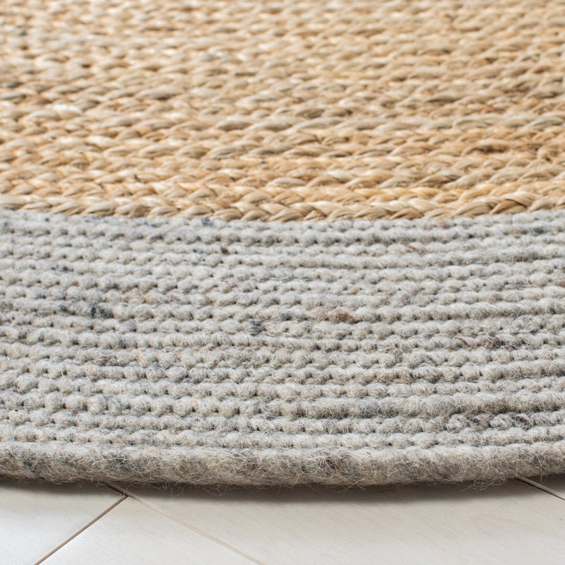 Manning Hand Woven Jute/Wool/Cotton Rug in Natural, Round 6'
