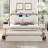 Farmhouse Bed Frame With Led Lights And Charging Station, Wooden Platform Bed With 2 Storage Drawers, Rustic Accent Headboard With Sliding Barn Door Storage Cabinets, White-1310404670-1283342779