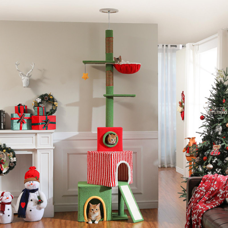 Large Indoor Height-Adjustable Christmas Cat Tree