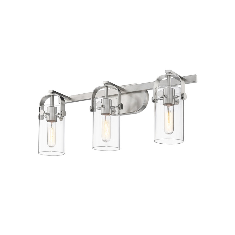 Éclairage pour meuble-lavabo 4 "3 lumières 24" Ameley, Nickel satiné brossé, H 4 po x l 3,88 po x P 3,88 po, Clair