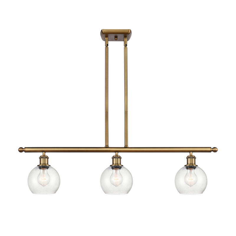 Cindi 3 - Light Kitchen Island Pendant, 9.38" H x 36" W x 6" D, No Bulb Included, Brushed Brass