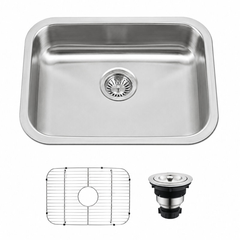Évier de cuisine simple encastrable 23 po conforme à l'ADA, H 5 po x l 23 po x P 18 po, Bol simple