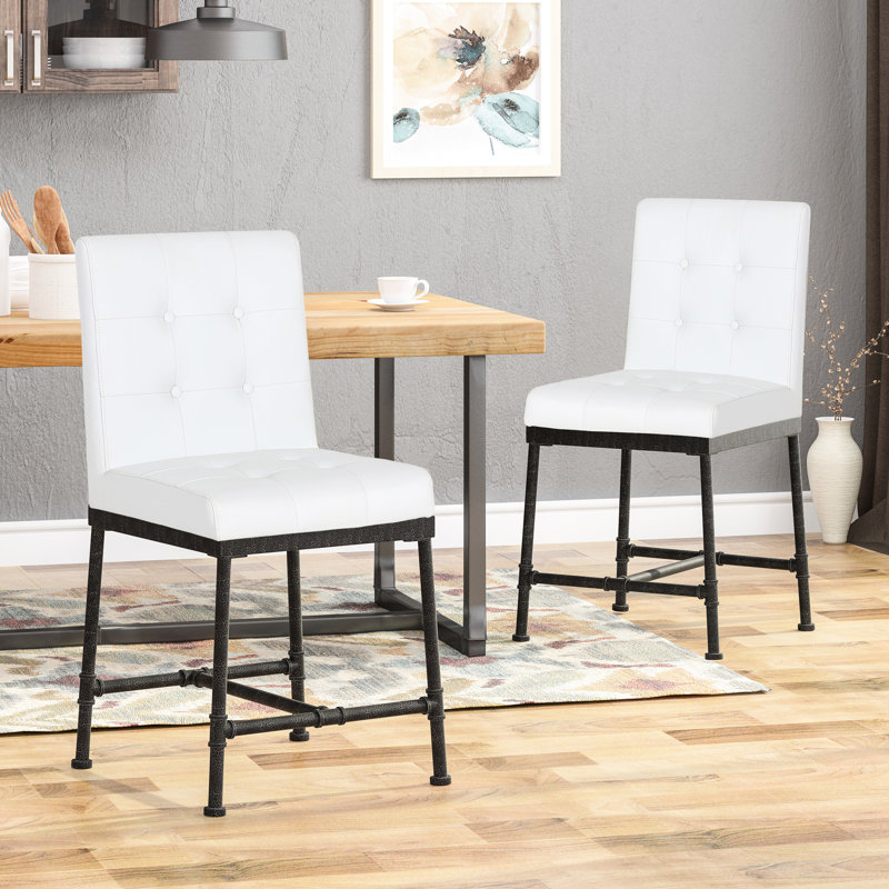 Tabouret de comptoir industriel moderne (2) - blanc H 38,8 po x l 23 po avec 2 tabourets modernes